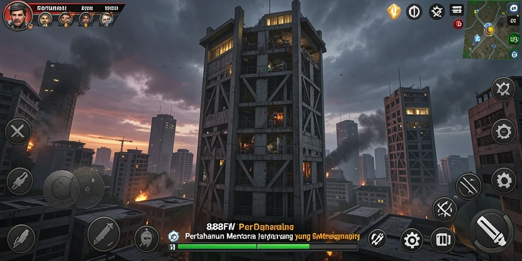Screenshot dari gameplay 888FW menampilkan aksi menara bertahan.