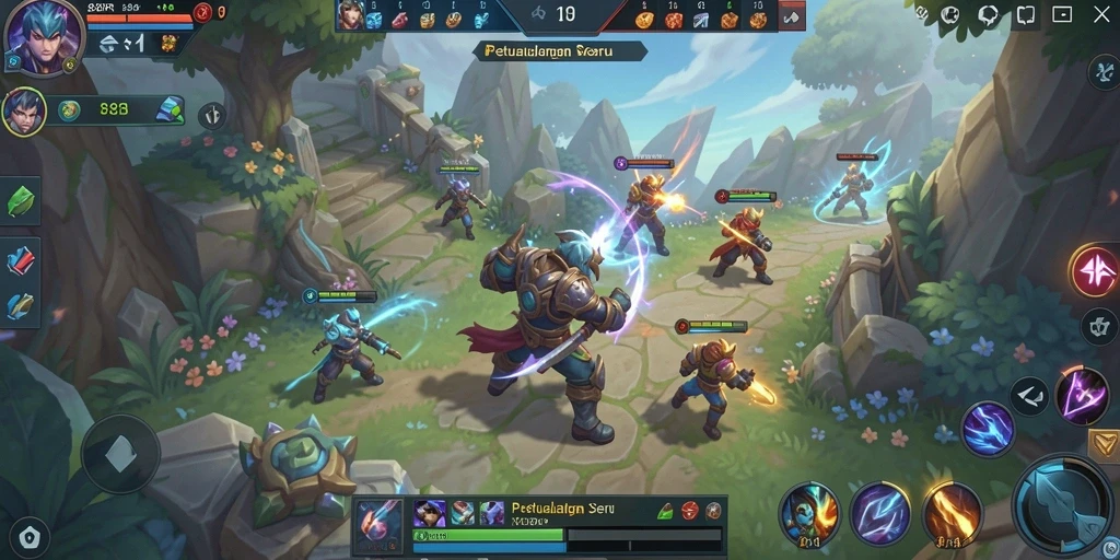 Tampilan gameplay seru dalam 88IDR dengan berbagai karakter MOBA.