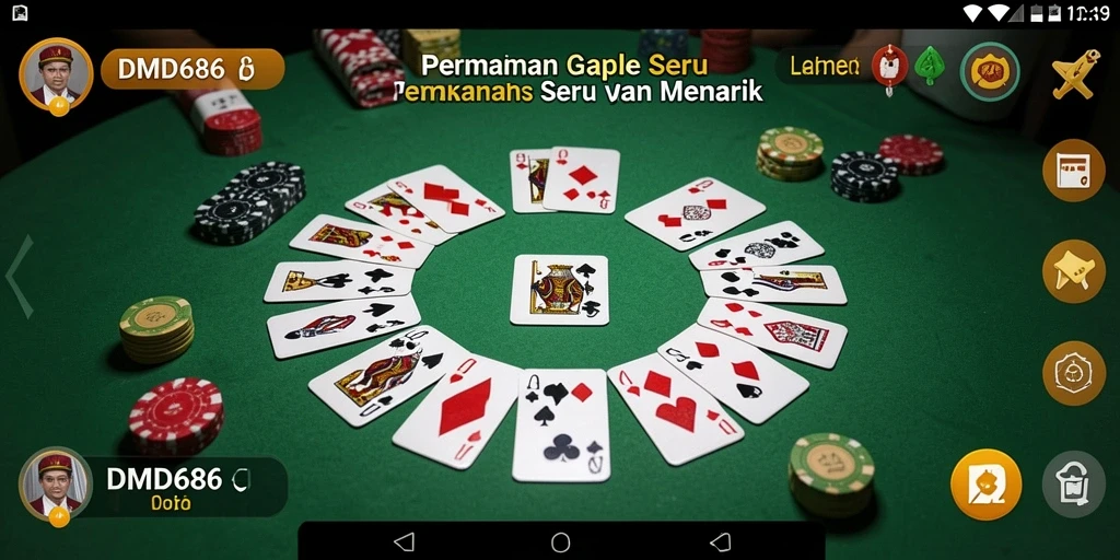 Tampilan gameplay DMD686 yang menarik dan seru dalam permainan Gaple.