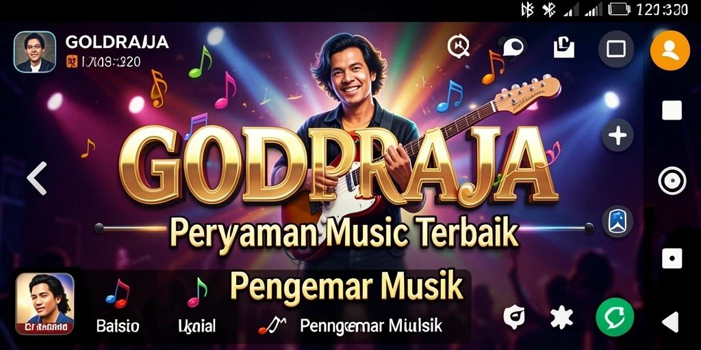 Tampilan gameplay seru di GOLDRAJA, tantangan musik yang menarik.