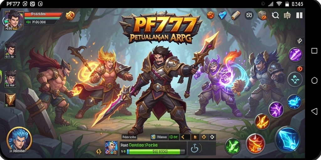 Screenshot utama PF777 menampilkan pertarungan epik dalam gameplay ARPG.