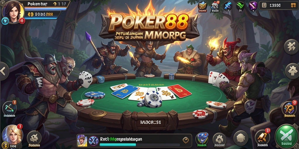 Tangkapan layar utama POKER88 yang menunjukkan aksi pertempuran MMORPG yang seru.