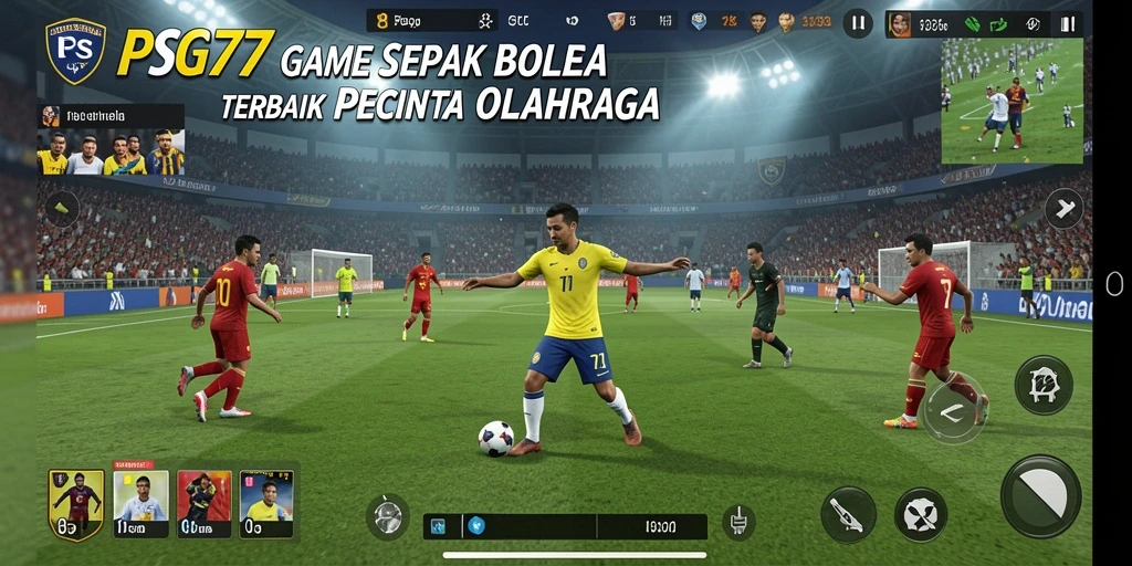 Tangkapan layar gameplay menarik dari PSG77 dengan aksi sepak bola.