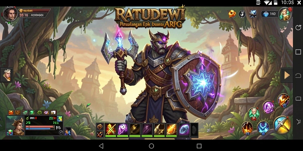 Screenshot gameplay menampilkan pertarungan seru dalam RATUDEWI.