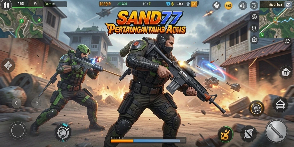 Tampilan aksi epik dalam gameplay SAND77 yang mendebarkan.