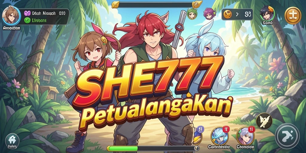 Tampilan gameplay menakjubkan dalam SHE777 dengan karakter Anime.