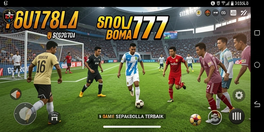 Screenshot gameplay SOV777 menunjukkan aksi mendebarkan di lapangan sepakbola.