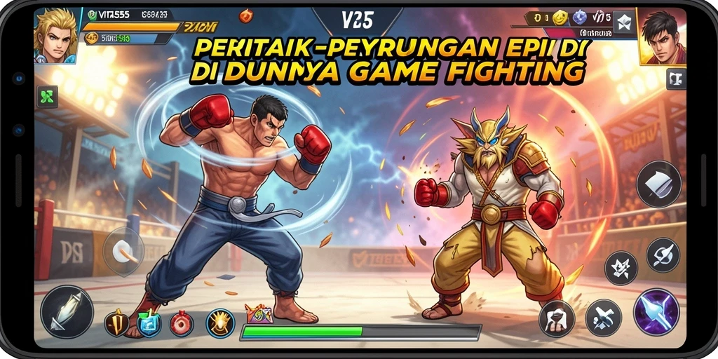Gameplay VITA555 menampilkan pertarungan seru di arena yang bervariasi.