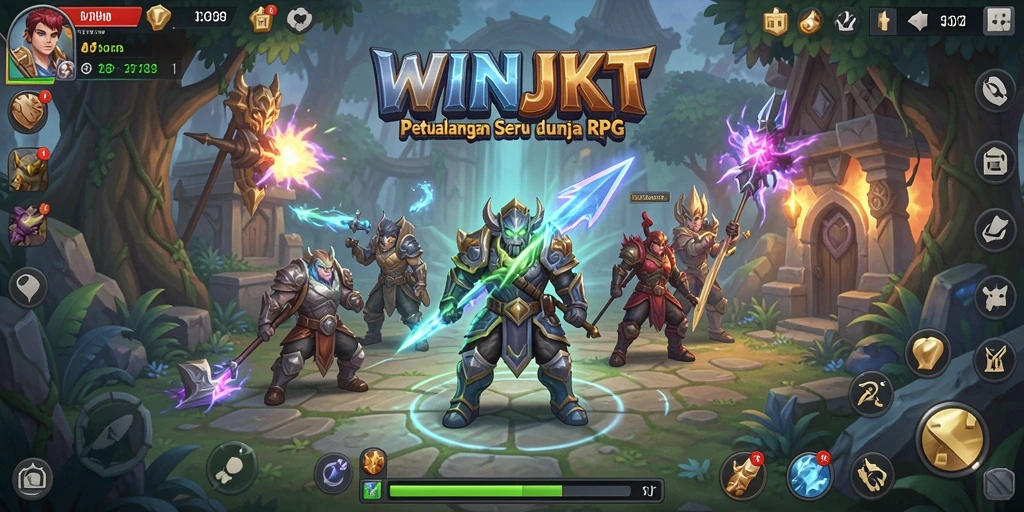 Screenshot gameplay RPG WINJKT yang menunjukkan pertarungan seru