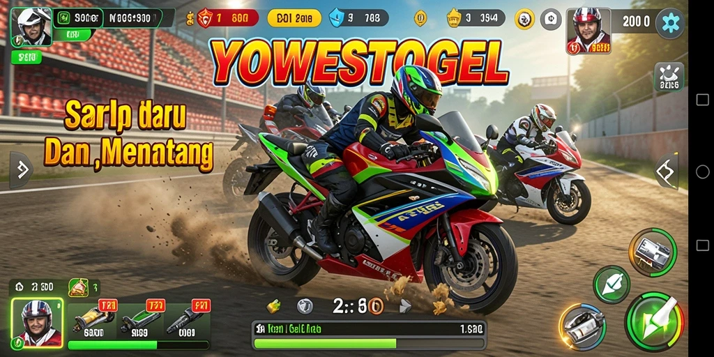 Tampilan gameplay seru dengan aksi balapan motor yang mendebarkan.